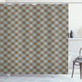 thumbnail image 1 of Ambesonne Brown Plaid Shower Curtain, Repeated Bicolor Tartan, 69"Wx75"L, Pale Slate Blue Dark Tan, 1 of 4