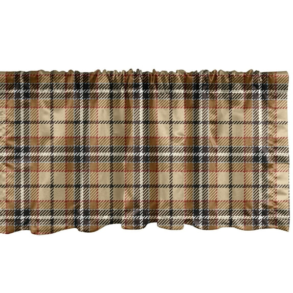 Ambesonne Brown Plaid Window Valance, Vertical and Horizontal, 54" X 12", Multicolor