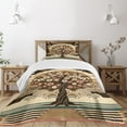 thumbnail image 1 of Ambesonne Brown Quilted Bedspread Set 2 Pcs, Asian Tree Culture Earthy Art, Twin Size, Chocolate Beige Green, 1 of 4