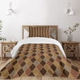 thumbnail image 1 of Ambesonne Brown Quilted Bedspread Set 2 Pcs, Classic Lozenge Pattern, Twin Size, Pale Brown Cinnamon, 1 of 5