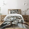 thumbnail image 1 of Ambesonne Brown Quilted Bedspread Set 2 Pcs, Magnolia on Watercolor Hues, Twin Size, White Dark Grey and Chocolate, 1 of 4