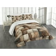 thumbnail image 1 of Ambesonne Brown Quilted Bedspread Set 3 Pcs, Boho Ethnic Patchwork Print, Queen Size, Dark Cocoa Warm Taupe, 1 of 4