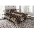 thumbnail image 1 of Ambesonne Brown Quilted Bedspread Set 3 Pcs, Coffee Typo Hearts Beans, Queen Size, Brown, 1 of 3