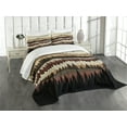 thumbnail image 1 of Ambesonne Brown Quilted Bedspread Set 3 Pcs, Wild Zigzag Forest Nature Art, King Size, Tan Burgundy and Ivory, 1 of 4