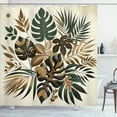 thumbnail image 1 of Ambesonne Brown Shower Curtain, Exotic Retro Leaves Botanical, 69"Wx75"L, Ivory Forest Green and Cocoa, 1 of 4