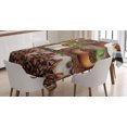 thumbnail image 1 of Ambesonne Brown Tablecloth Rectangular Table Cover, Coffee Beans and Bags, 52"x70", Brown Green, 1 of 4