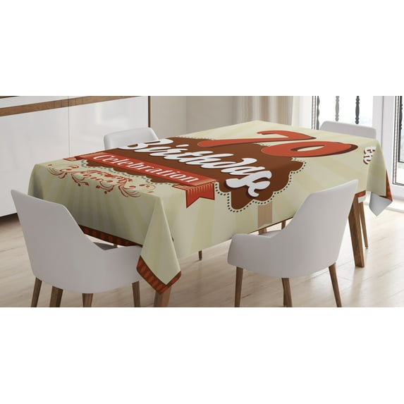 Ambesonne Brown Tablecloth Rectangular Table Cover, Vintage Candy Store, 52"x70", Brown and Cinnamon