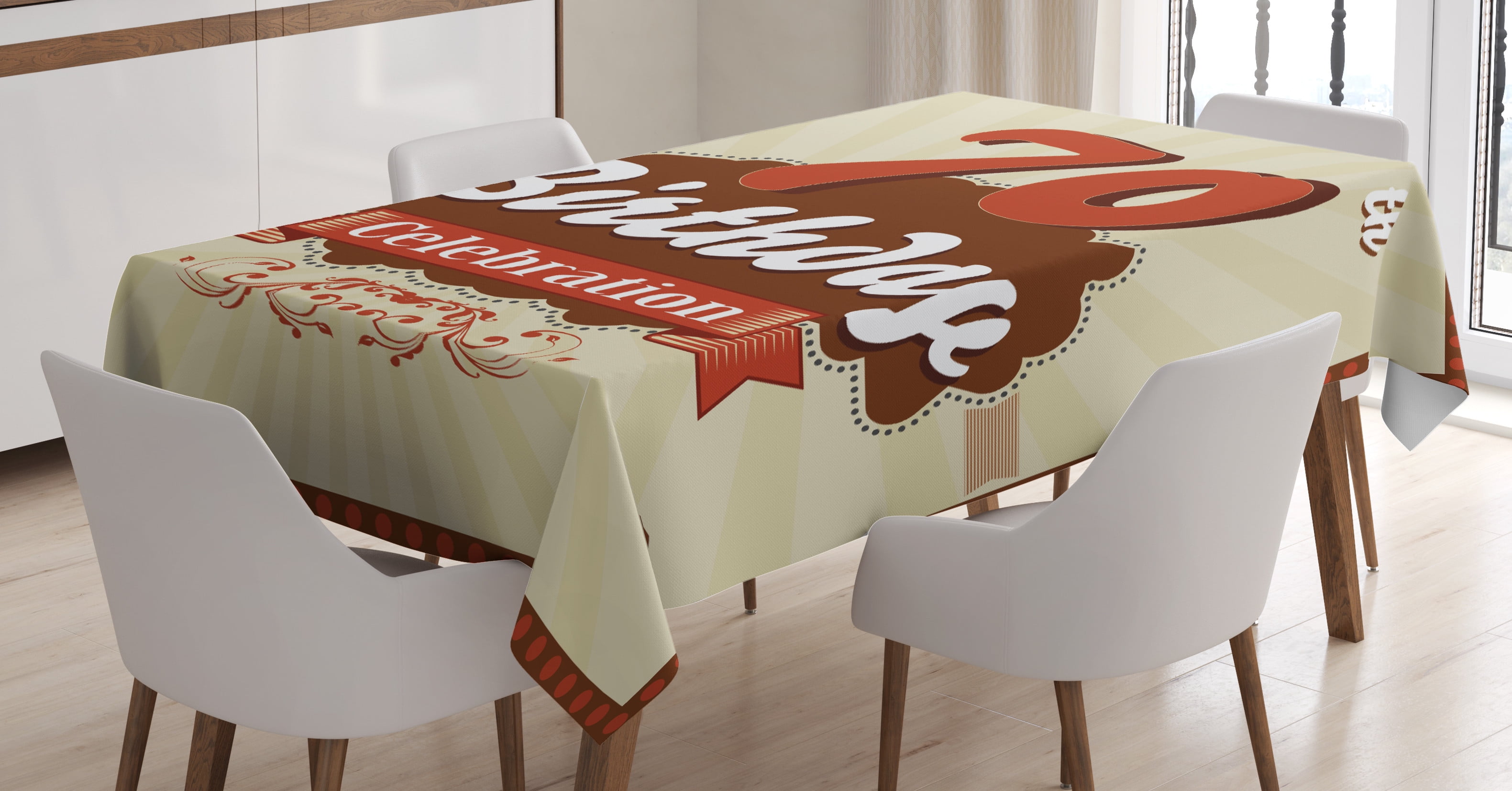 Ambesonne Brown Tablecloth Rectangular Table Cover, Vintage Candy Store