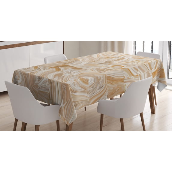 Ambesonne Brown Tablecloth Rectangular Table Cover, Vintage Marble Effect, 60"x90", Tan Cream