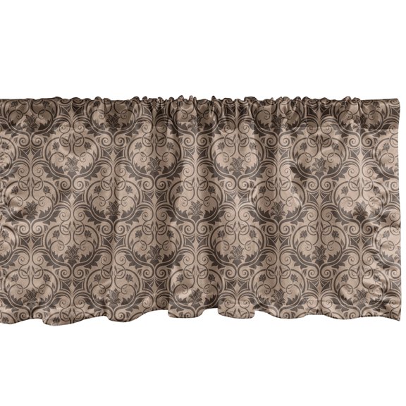 Ambesonne Brown Window Valance, Venetian Floral Tile, 54" X 18", Pale Salmon Redwood