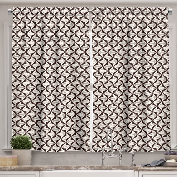 Ambesonne Brown and Beige Kitchen Curtains, Abstract Modern, 55"x39", Seal Brown and Beige