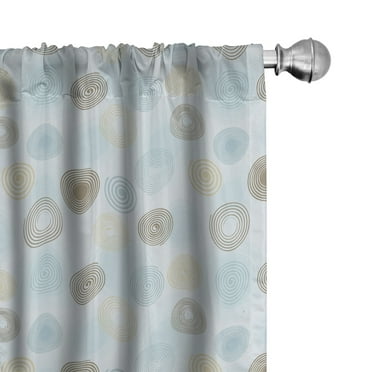 Ambesonne Brown and Blue Curtains, Vortex Twirls, Pair of 28"x84", Pale Blue Mustard Umber