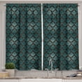 thumbnail image 1 of Ambesonne Brown and Blue Kitchen Curtains, Grungy Swirls, 55"x39", Teal Brown Pale Blue, 1 of 3