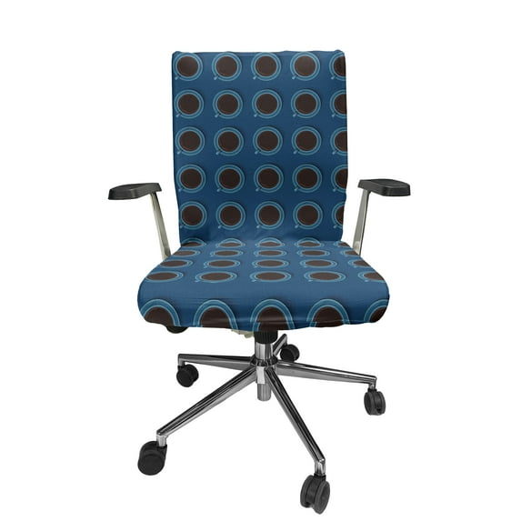 Ambesonne Brown and Blue Office Chair Cover Stretchable High Back, Pop Art Espresso, Dark Teal Dark Maroon