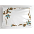 thumbnail image 1 of Ambesonne Brown and Blue Pillow Sham, Floral Frame, 26" X 20", Caramel Pale Blue White, 1 of 2