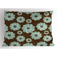 thumbnail image 1 of Ambesonne Brown and Blue Pillow Sham, Retro Flora, 26" X 20", Pale Seafoam Umber Brown, 1 of 2