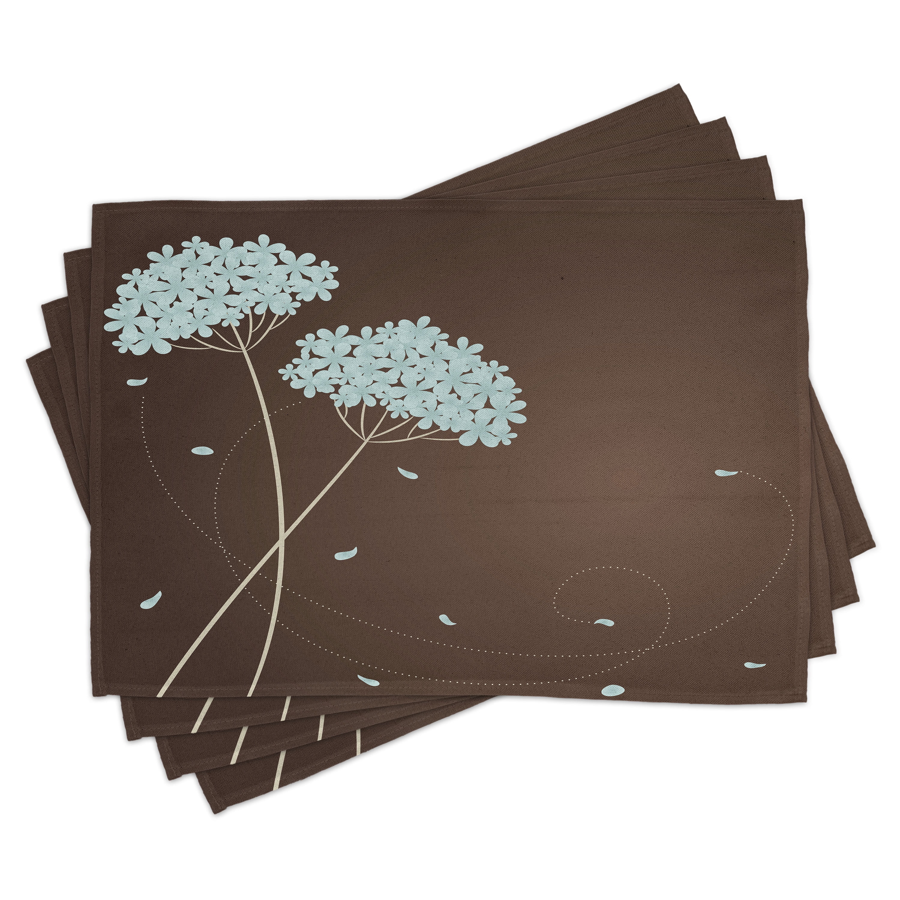 Ambesonne Brown and Blue Place Mats Set of 4, Falling Leaves, Standard
