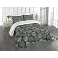 thumbnail image 1 of Ambesonne Brown and Blue Quilted Bedspread Set 3 Pcs, Dots and Circles, Queen Size, Brown Turquoise White, 1 of 5
