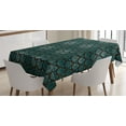 thumbnail image 1 of Ambesonne Brown and Blue Tablecloth Rectangular Table Cover, Grungy Swirls, 52"x70", Teal Brown Pale Blue, 1 of 4