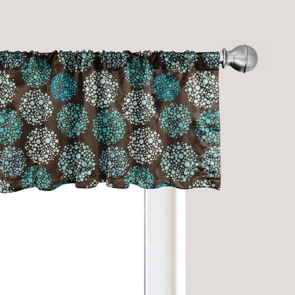 Ambesonne Brown and Blue Window Valance, Dots and Circles, 54" X 12", Brown Turquoise White