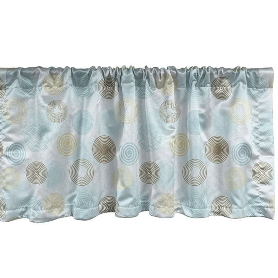 Ambesonne Brown and Blue Window Valance, Vortex Twirls, 54" X 18", Pale Blue Mustard Umber