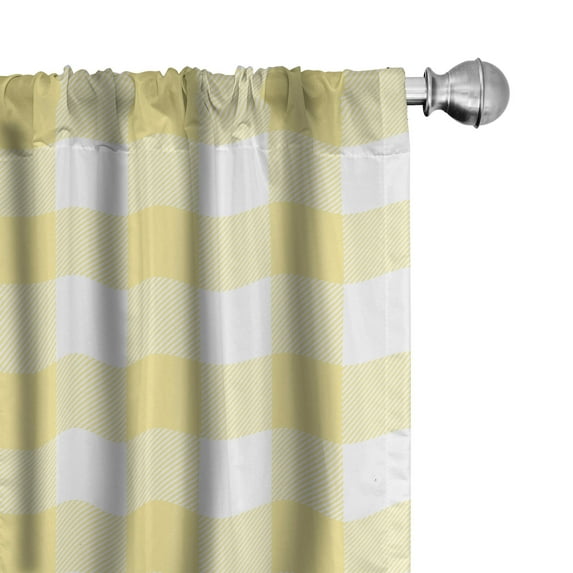 Ambesonne Buffalo Check Window Curtains, Gingham Art Stripes, Each 28" W x 84" L, Pastel Pink and Pale Blue