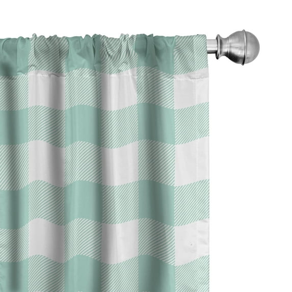 Ambesonne Buffalo Check Window Curtains, Lumberjack Artwork, Each 28" W x 95" L, Pale Pink and Lavender Blue