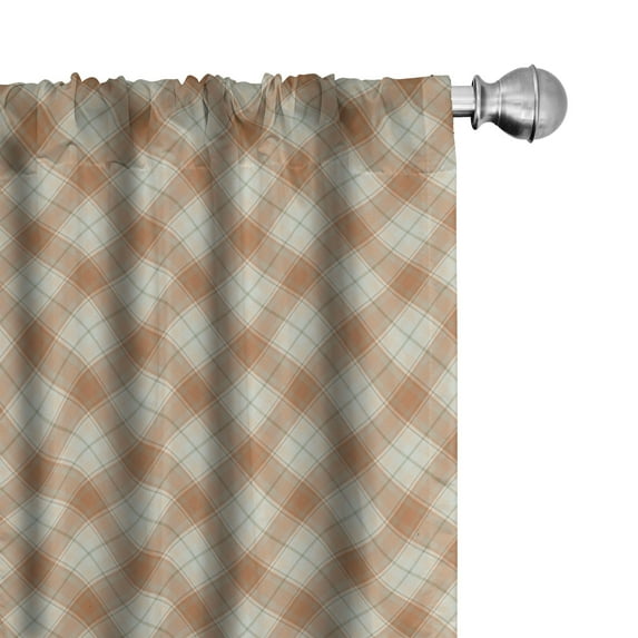 Ambesonne Buffalo Check Curtains, Vintage Fashion Plaid, Pair of 28"x63", Pale Brown Almond Tan
