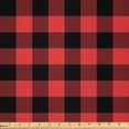 thumbnail image 1 of Ambesonne Buffalo Check Fabric by the Yard Microfiber, Plaid Pattern Art, 2 Yards, Scarlet and Black, 1 of 2