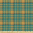 thumbnail image 1 of Ambesonne Buffalo Check Fabric by the Yard Upholstery, Plaid Squares Lines, 5 Yards, Teal and Persian Orange, 1 of 5