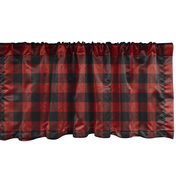 Ambesonne Buffalo Check Valance Pack of 2, Lumberjack Motives, 54"X18", Burgundy Black
