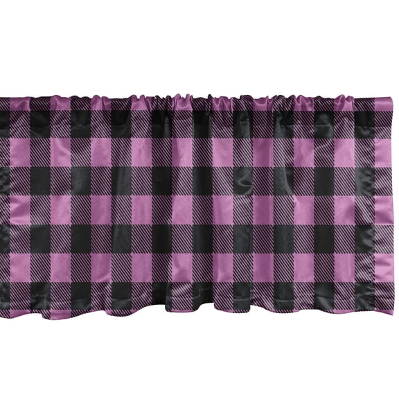 Ambesonne Buffalo Check Window Valance, Pinkish Squares Art, 42" x 12", Lilac and Dark Grey