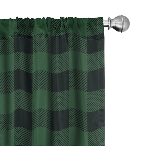 Ambesonne Buffalo Plaid Curtains, Lumberjack Tartan Art, Pair of 28"x84", Hunter Green and Dark Grey