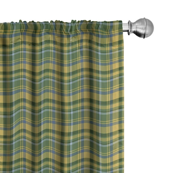 Ambesonne Buffalo Plaid Curtains, Tartan Abstract Art, Pair of 28"x63", Earth Yellow and Fern Green