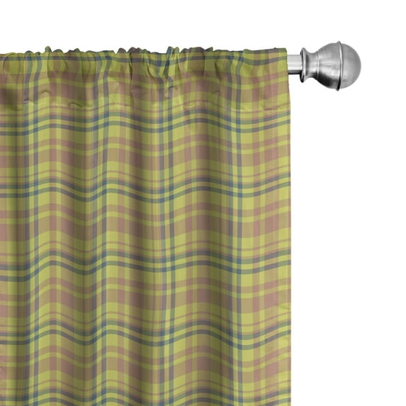 Ambesonne Buffalo Plaid Curtains, Tartan Warm Colors, Pair of 28"x63", Dark Mustard Pale Rust