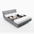 thumbnail image 1 of Ambesonne Bulldog Fitted Sheet, Young Doggies Photo, Queen Size, Black White Beige, 1 of 3