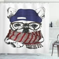 thumbnail image 1 of Ambesonne Bulldog Shower Curtain, Cozy Hipster Winter Dog, 69"Wx70"L, Multicolor, 1 of 3