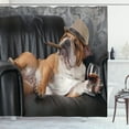 thumbnail image 1 of Ambesonne Bulldog Shower Curtain, Humorous Dog Drinking, 69"Wx84"L, Multicolor, 1 of 3