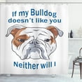 thumbnail image 1 of Ambesonne Bulldog Shower Curtain, Humorous Typographic Design, 69"Wx75"L, White Blue and Brown, 1 of 3
