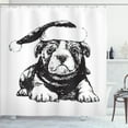 thumbnail image 1 of Ambesonne Bulldog Shower Curtain, Monochrome Christmas Theme, 69"Wx70"L, Charcoal Grey and White, 1 of 5