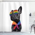 thumbnail image 1 of Ambesonne Bulldog Shower Curtain, Proud Gay Pet Posing Funny, 69"Wx70"L, White and Multicolor, 1 of 3
