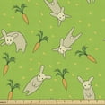 thumbnail image 1 of Ambesonne Bunny Fabric by the Yard Upholstery, Pattern with Rabbits Carrots, 2 Yards, Lime Green Multicolor, 1 of 5
