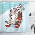 thumbnail image 1 of Ambesonne Bunny Shower Curtain, Winter Wooden Sled Cartoon, 69"Wx70"L, Aqua and Orange, 1 of 3