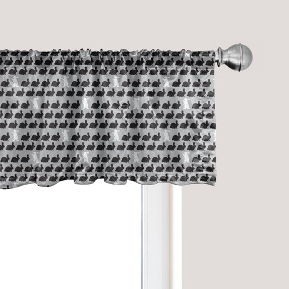 Ambesonne Bunny Window Valance, Repeating Rabbits Layout, 54" X 12", Pale Grey Charcoal Grey