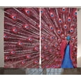 thumbnail image 1 of Ambesonne Burgundy Curtains 2 Panel Set, Peacock Bird Surreal, 108" x 90", Burgundy Blue, 1 of 3