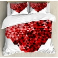 thumbnail image 1 of Ambesonne Burgundy Duvet Cover Set, Future Modern Heart, 2-Calking, Red and Ruby, 1 of 7