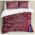 thumbnail image 1 of Ambesonne Burgundy Duvet Cover Sets, Peacock Bird Surreal, 2-Queen, Burgundy Blue, 1 of 7