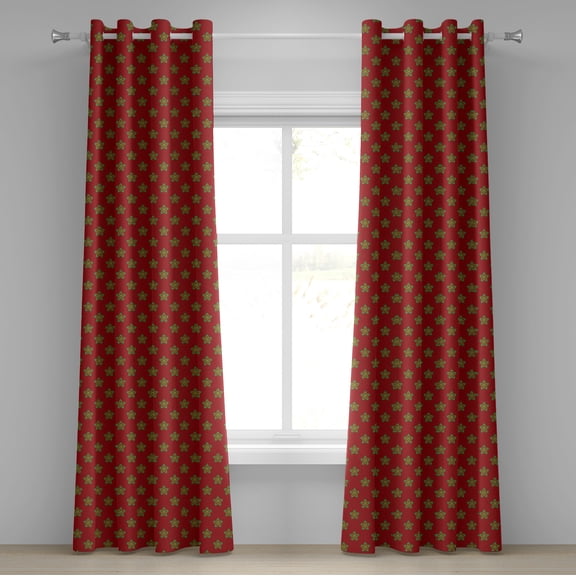 Ambesonne Burgundy Grommet Curtain, Flowers with Rounds, 50" x 108", Brown and Turquoise