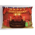 thumbnail image 1 of Ambesonne Burgundy Pillow Sham, Happy Birthday Cake, 26" X 20", Red and Burgundy, 1 of 2