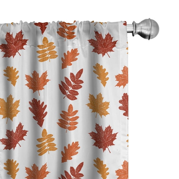 Ambesonne Burnt Orange Window Curtains, Fall Leaf Sketches, Each 28" W x 63" L, Burnt Orange and Paprika